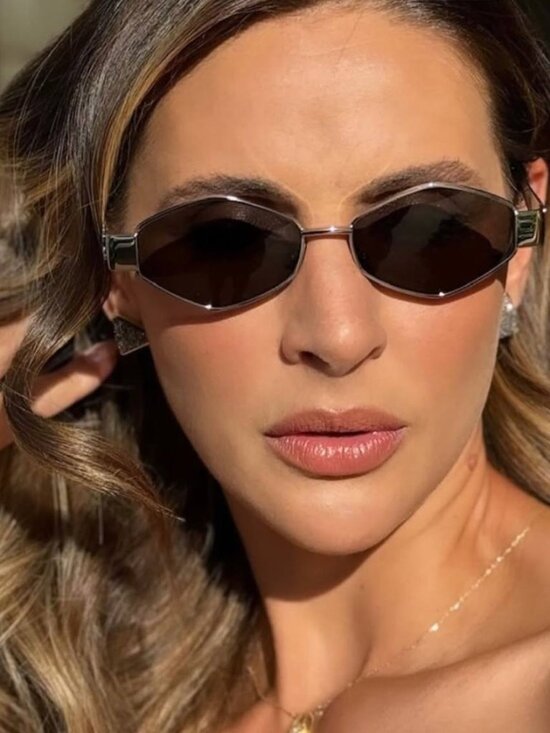 Celine CL40254U 28A Sunglasses Gold Geometric Frame, Smoke Lenses main image 8